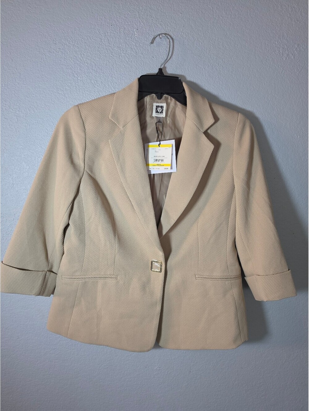 Anne Klein Women's Beige Textured Blazer Jacket Size M